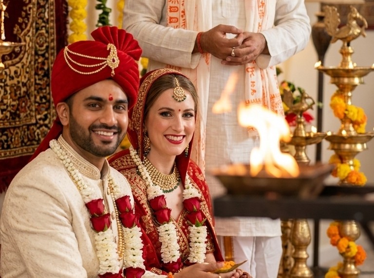 Couple during a pre-wedding haldi ceremony